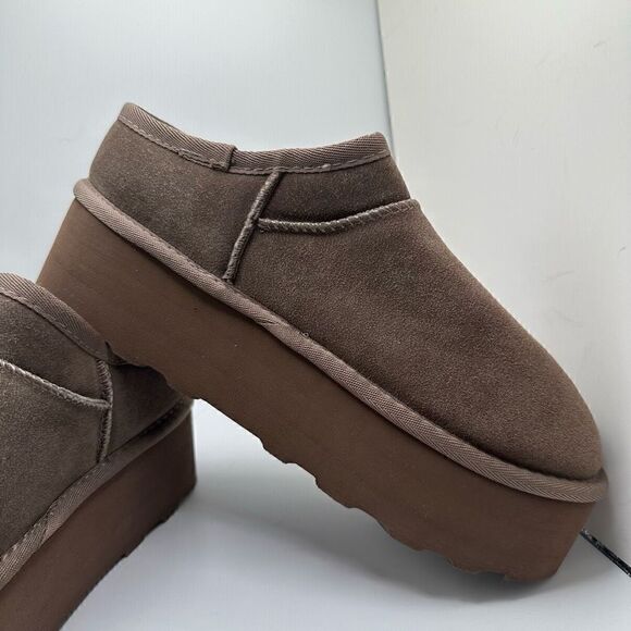 CUSHIONAIRE Women's Genuine Suede Cozy Mule Platform +Memory Foam 9 TAUPE - Picture 6 of 7